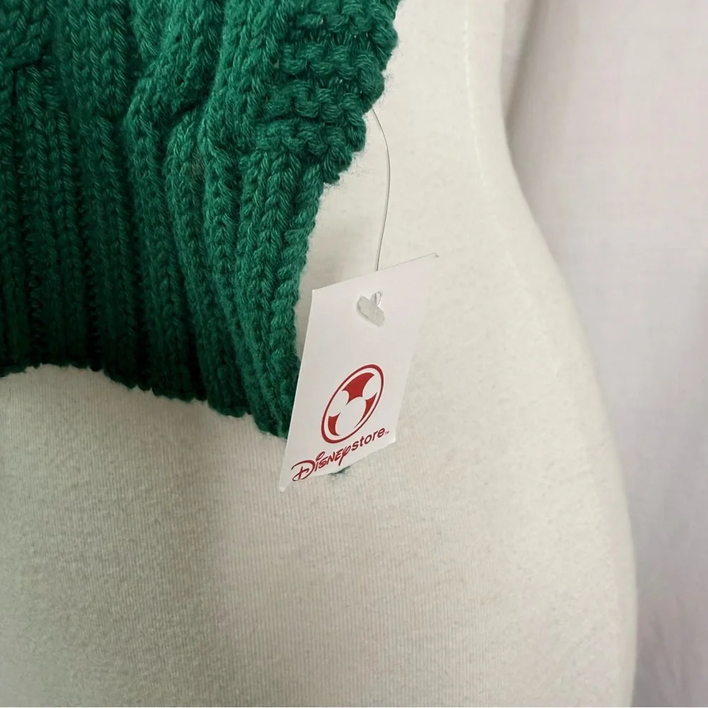 Disney Mickey Mouse Green Scarf Cable Knit Long Embroidered Mickey NEW N…